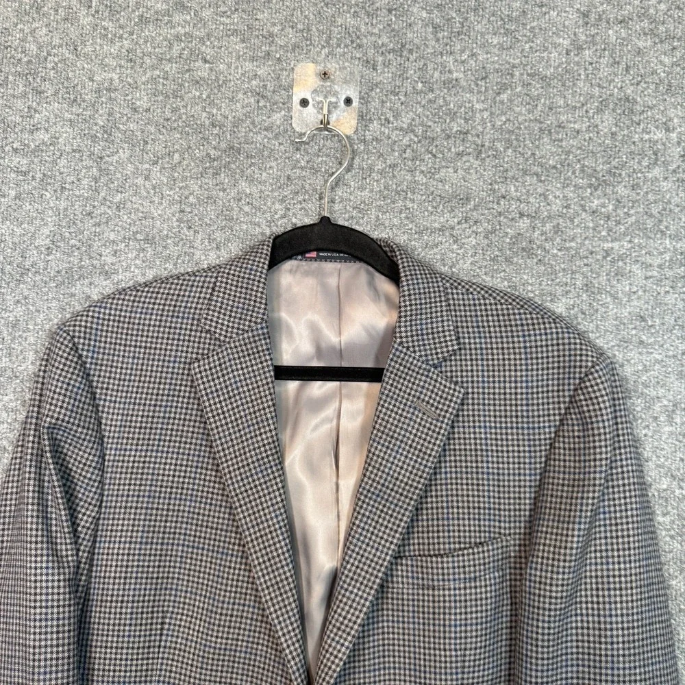 Hart Schaffner Marx Sport Coat 42R Gray Blue Plaid Check Blazer‎ Jacket Classic